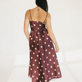 Marah Polka Dot Midi Dress - Burgundy