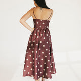 Marah Polka Dot Midi Dress - Burgundy