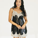 Holly Sequin Mini Dress - Black