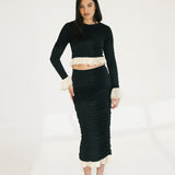 Lainey Frill Skirt Set - Black