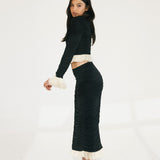 Lainey Frill Skirt Set - Black