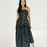 Mindy Polka Dot Midi Dress - Black