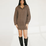 Cami Cable Knit Sweater Mini Dress - Espresso