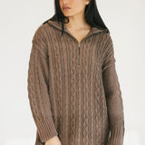 Cami Cable Knit Sweater Mini Dress - Espresso