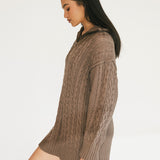 Cami Cable Knit Sweater Mini Dress - Espresso