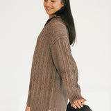 Cami Cable Knit Sweater Mini Dress - Espresso