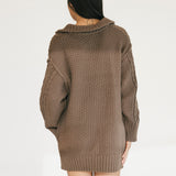 Cami Cable Knit Sweater Mini Dress - Espresso