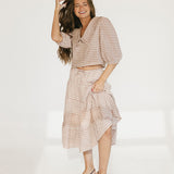 Nat Plaid Button Blouse Top - Red