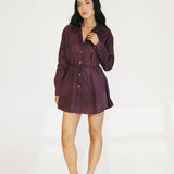 Callie Button Down Romper - Burgundy