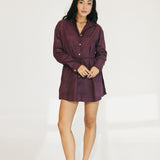Callie Button Down Romper - Burgundy