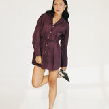 Callie Button Down Romper - Burgundy