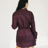 Callie Button Down Romper - Burgundy