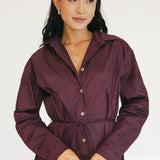 Callie Button Down Romper - Burgundy