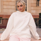 Fancy Oversized French Terry Mockneck - Pearl Pink Allover Hearts