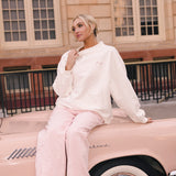 Fancy Fleece Straight Leg Drawstring Pants - Pearl Pink