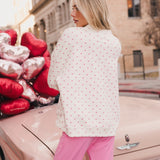 Fancy Oversized French Terry Mockneck - Fuchsia Pink Allover Hearts