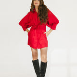 Maggie Puff Sleeve Mini Dress - Red