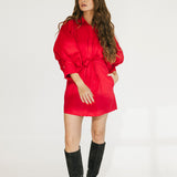Maggie Puff Sleeve Mini Dress - Red