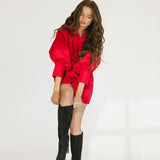 Maggie Puff Sleeve Mini Dress - Red