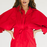 Maggie Puff Sleeve Mini Dress - Red