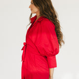 Maggie Puff Sleeve Mini Dress - Red