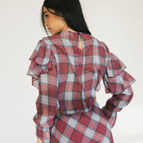 Hope Ruffled Top - Burgundy