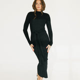 Kelli Mockneck Sweater Maxi Dress - Black