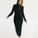 Kelli Mockneck Sweater Maxi Dress - Black