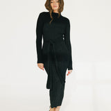 Kelli Mockneck Sweater Maxi Dress - Black