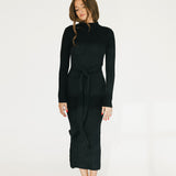 Kelli Mockneck Sweater Maxi Dress - Black