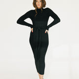 Kelli Mockneck Sweater Maxi Dress - Black