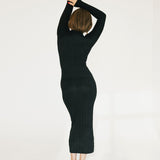 Kelli Mockneck Sweater Maxi Dress - Black