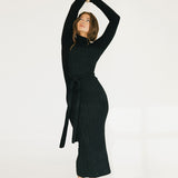 Kelli Mockneck Sweater Maxi Dress - Black