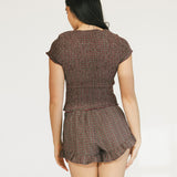 Madi Smocked Gingham Top - Red/Green