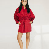 Emma Puff Sleeve Mini Dress - Burgundy