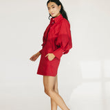 Emma Puff Sleeve Mini Dress - Burgundy