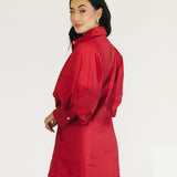 Emma Puff Sleeve Mini Dress - Burgundy