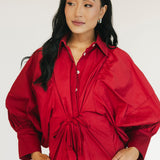 Emma Puff Sleeve Mini Dress - Burgundy