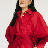 Emma Puff Sleeve Mini Dress - Burgundy