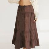 Lexa Tiered Maxi Skirt - Brown