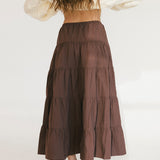 Lexa Tiered Maxi Skirt - Brown