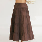 Lexa Tiered Maxi Skirt - Brown
