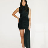 Ariana Ruched Mini Dress - Black