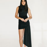 Ariana Ruched Mini Dress - Black