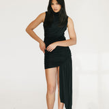 Ariana Ruched Mini Dress - Black