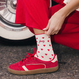 Fancy Heart Ruffle Socks - Ruby Red
