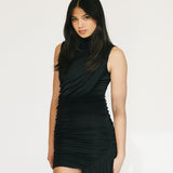 Ariana Ruched Mini Dress - Black