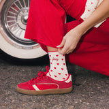 Fancy Heart Ruffle Socks - Ruby Red