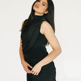 Ariana Ruched Mini Dress - Black