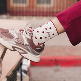 Fancy Heart Ruffle Socks- Black Cherry